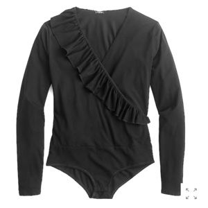 J.Crew bodysuit ruffle-front wrap / Black XS / NWT